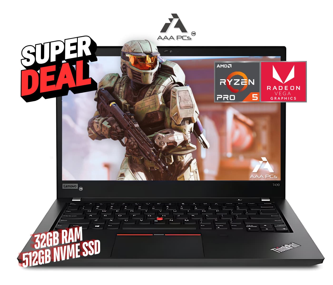 Lenovo AMD Ryzen 5 PRO 4.00GHz 14" Gaming Laptop 32GB RAM 512GB SSD RADEON RX