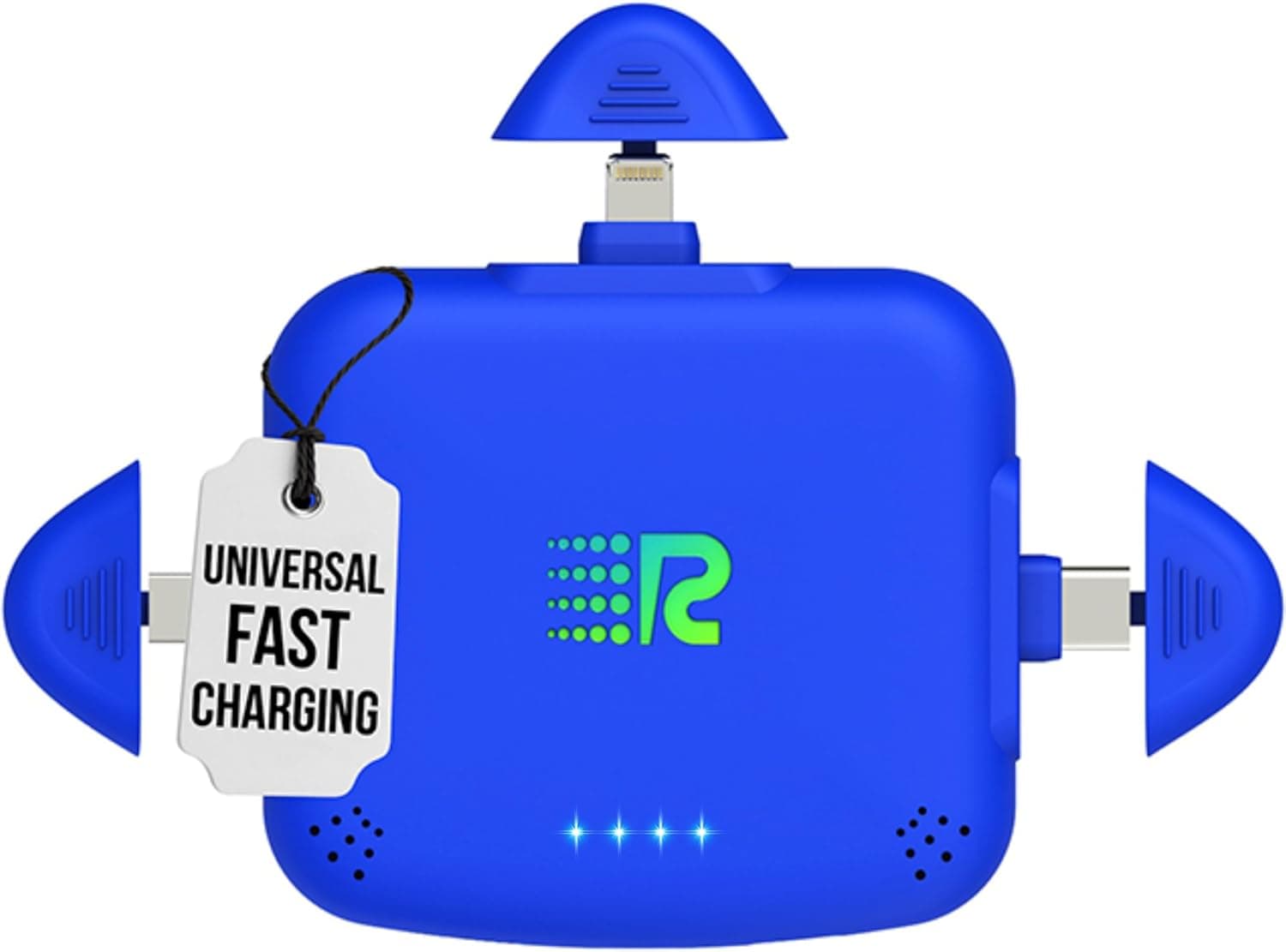 Rush Charge Universe 3 in 1 Portable Charger – 3300mah, 2.4A High-Speed Fast Charging Compatible with iPhone and Android Blue