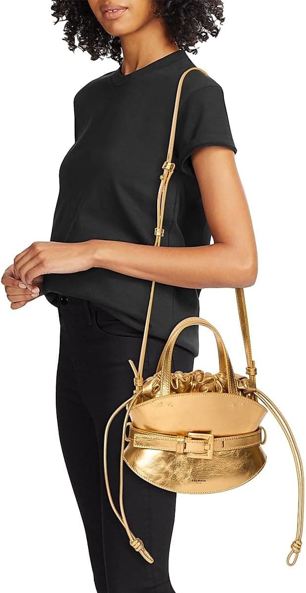 Balmain Mini Shuffle Metallic Leather Top Handle Bag - Image 2