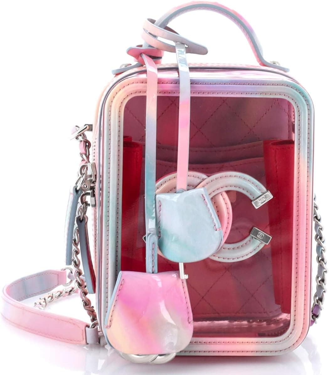 CHANEL Pre-Loved Filigree Vertical Vanity Case PVC with Lambskin, Multicolor