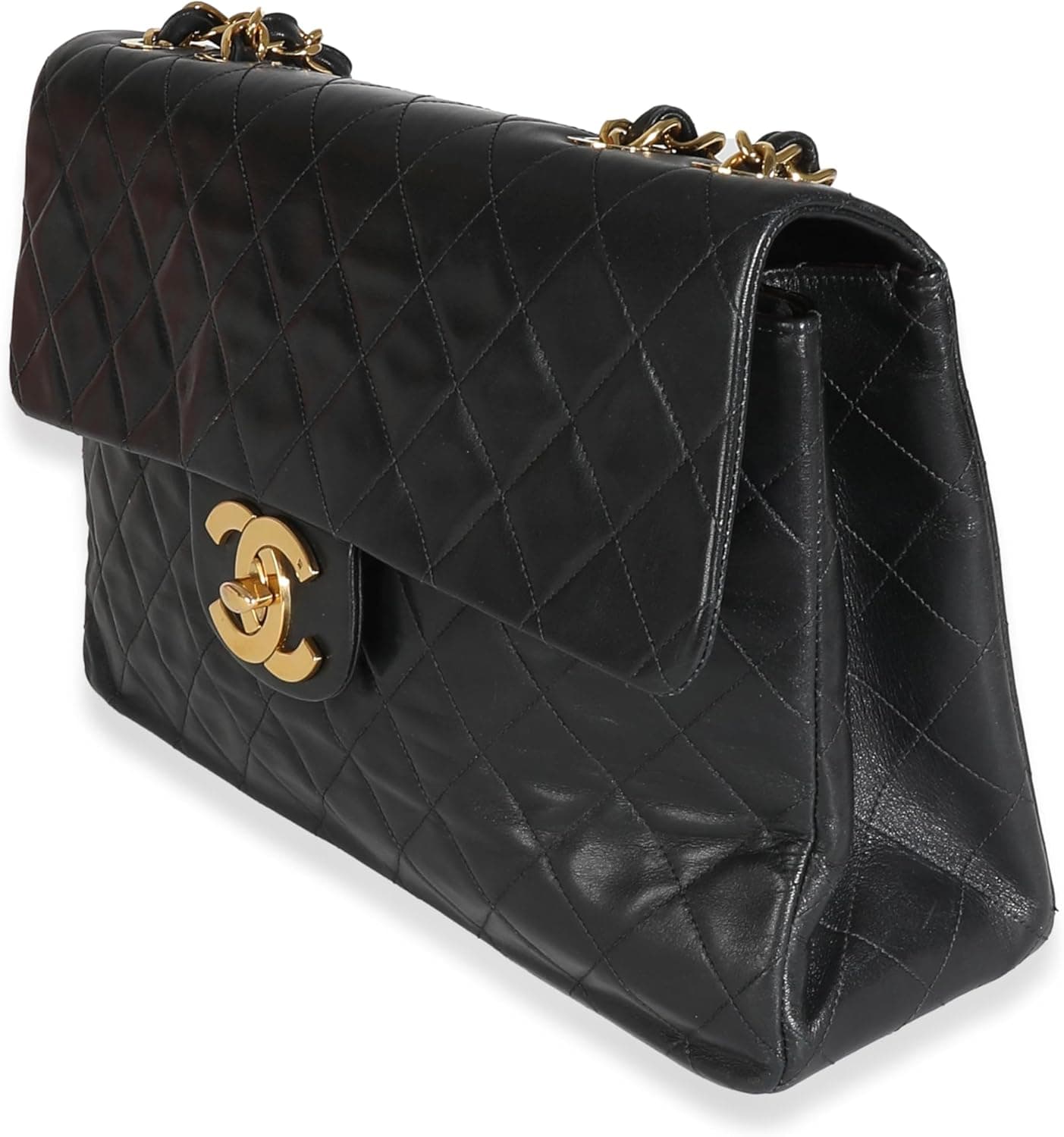 CHANEL Pre-Loved Vintage 24K Black Quilted Lambskin Maxi XL Flap Bag, Black - Image 3