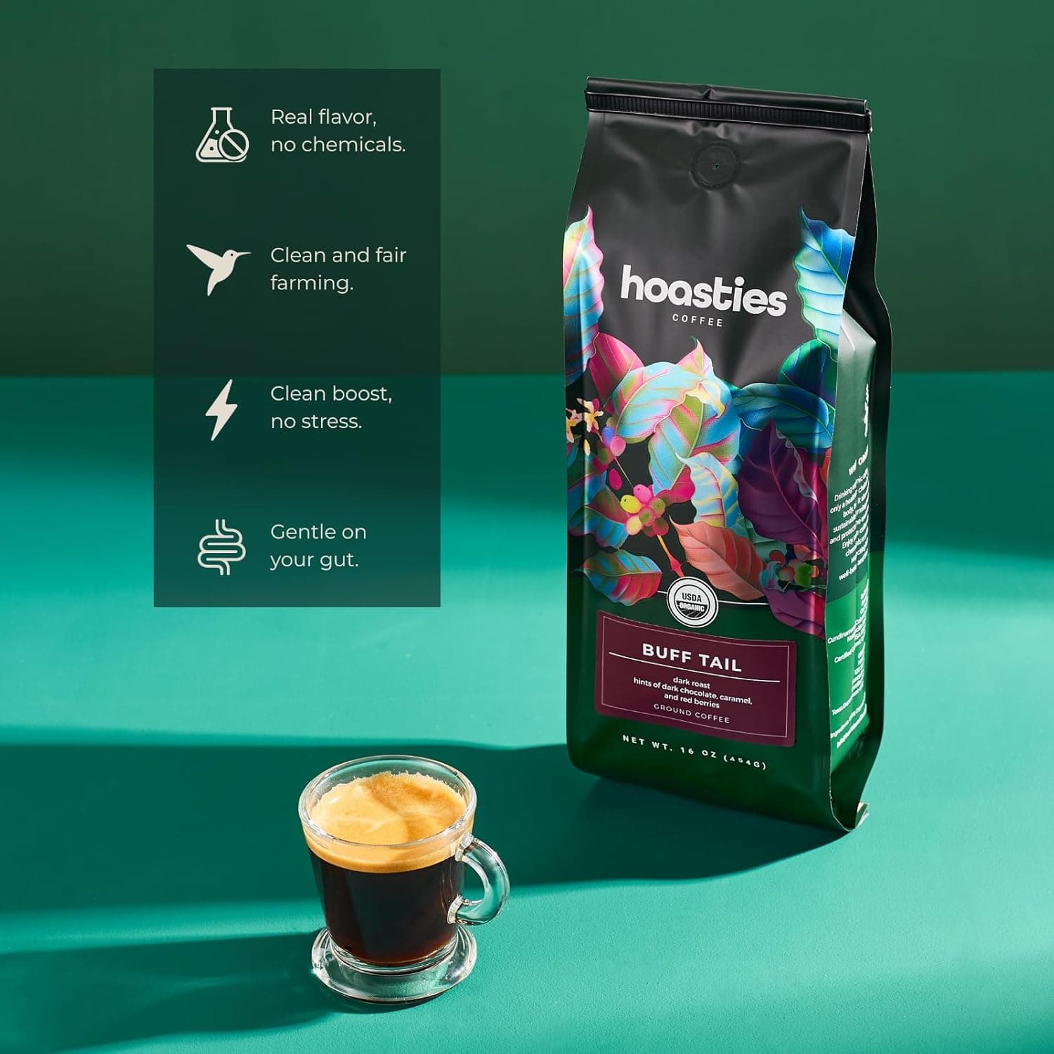 Hoasties Coffee Green Crown - Medium Roast Ground Organic Coffee, Made with 100% Colombian Arabica Coffee Beans, 16 ounces - Image 8