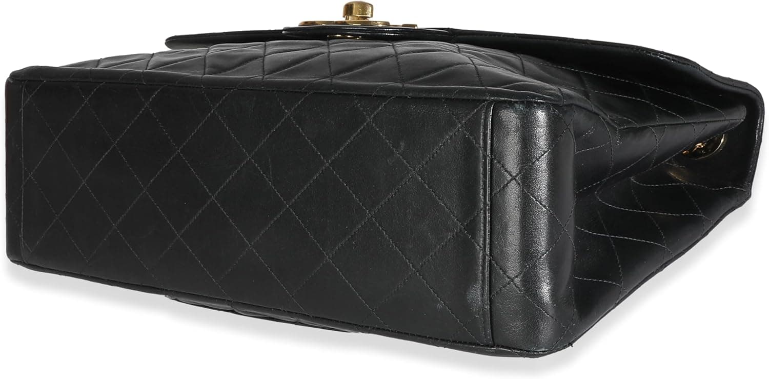 CHANEL Pre-Loved Vintage 24K Black Quilted Lambskin Maxi XL Flap Bag, Black - Image 6