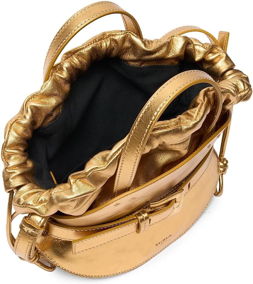 Balmain Mini Shuffle Metallic Leather Top Handle Bag - Image 3