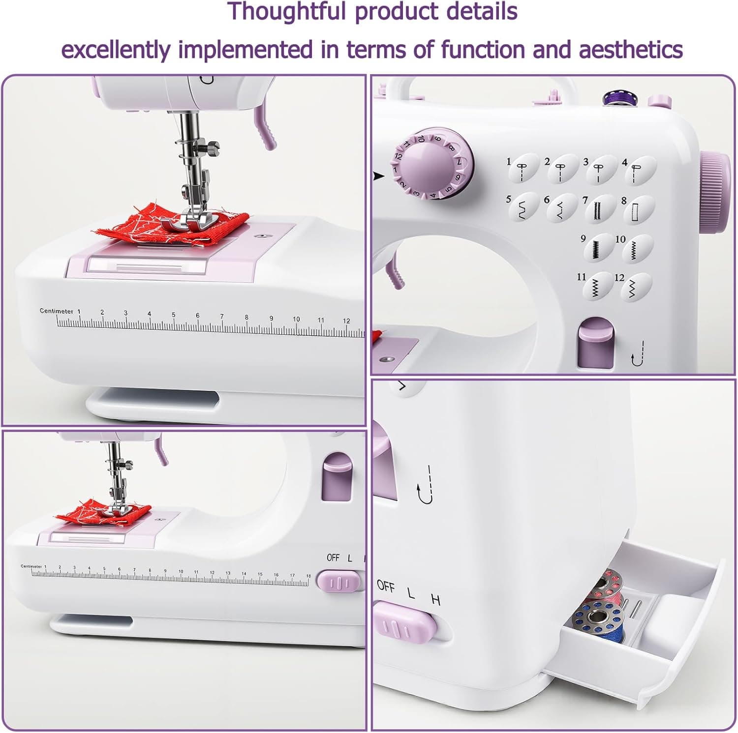 Beginner Sewing Machine with 12 Versatile Stitches, 2-Speed Foot Control, 32-Color Thread Set - Image 5