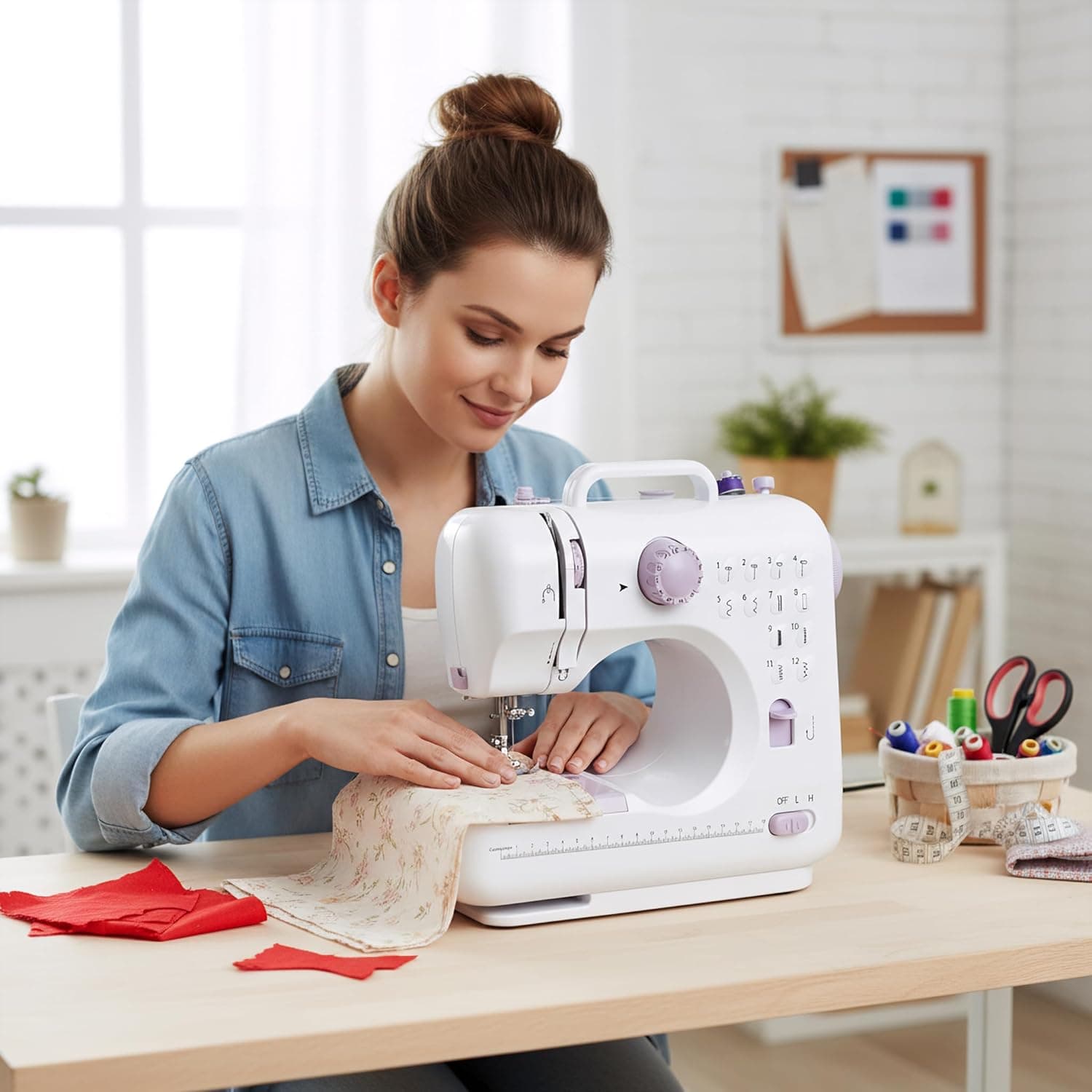 Beginner Sewing Machine with 12 Versatile Stitches, 2-Speed Foot Control, 32-Color Thread Set - Image 2
