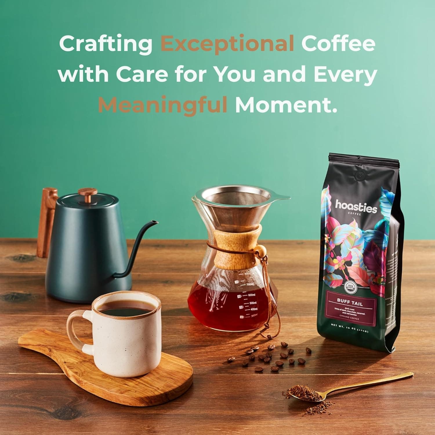 Hoasties Coffee Green Crown - Medium Roast Ground Organic Coffee, Made with 100% Colombian Arabica Coffee Beans, 16 ounces - Image 4