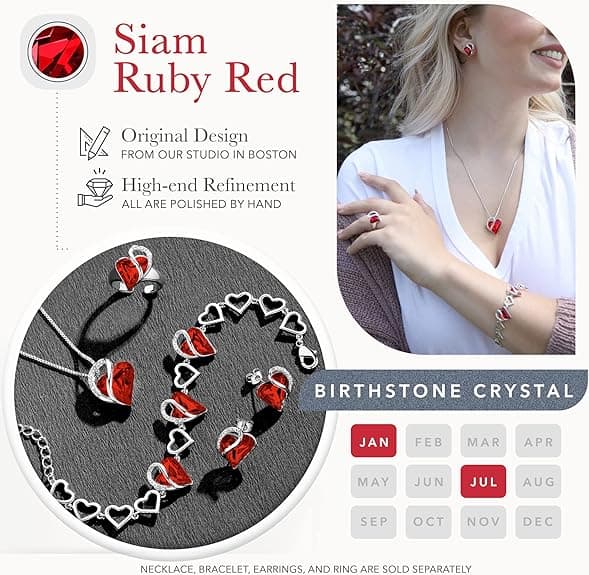 Leafael Infinity Love Heart Link Bracelets, Birthstone or Healing Stone Crystal Bracelet for Women, Silver Tone Jewelry Valentine's Gift for Her - Image 4