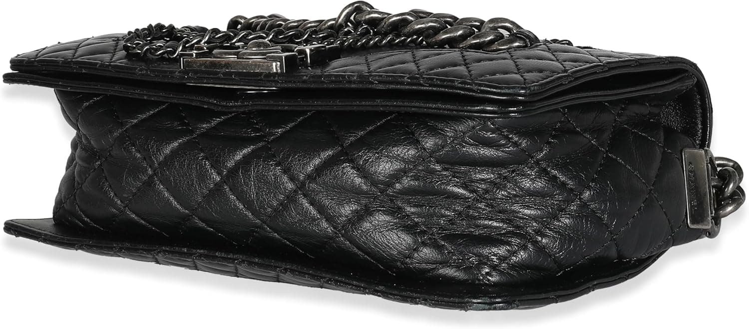 CHANEL Pre-Loved Black Lambskin Medium Enchained Boy Bag, Black - Image 4
