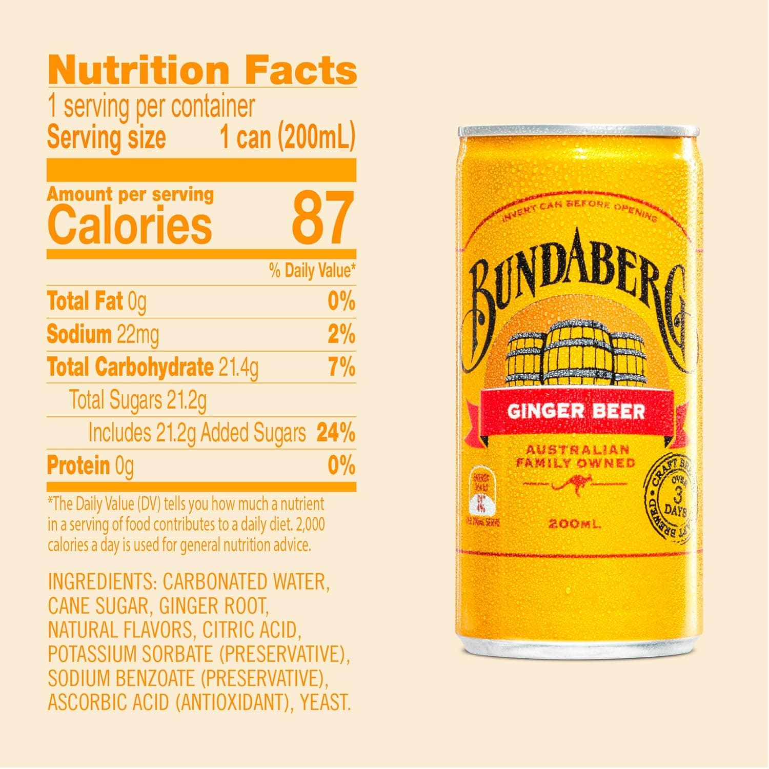 Bundaberg Ginger Beer, 6.8 fl oz Cans, (24 Pack) - Image 2