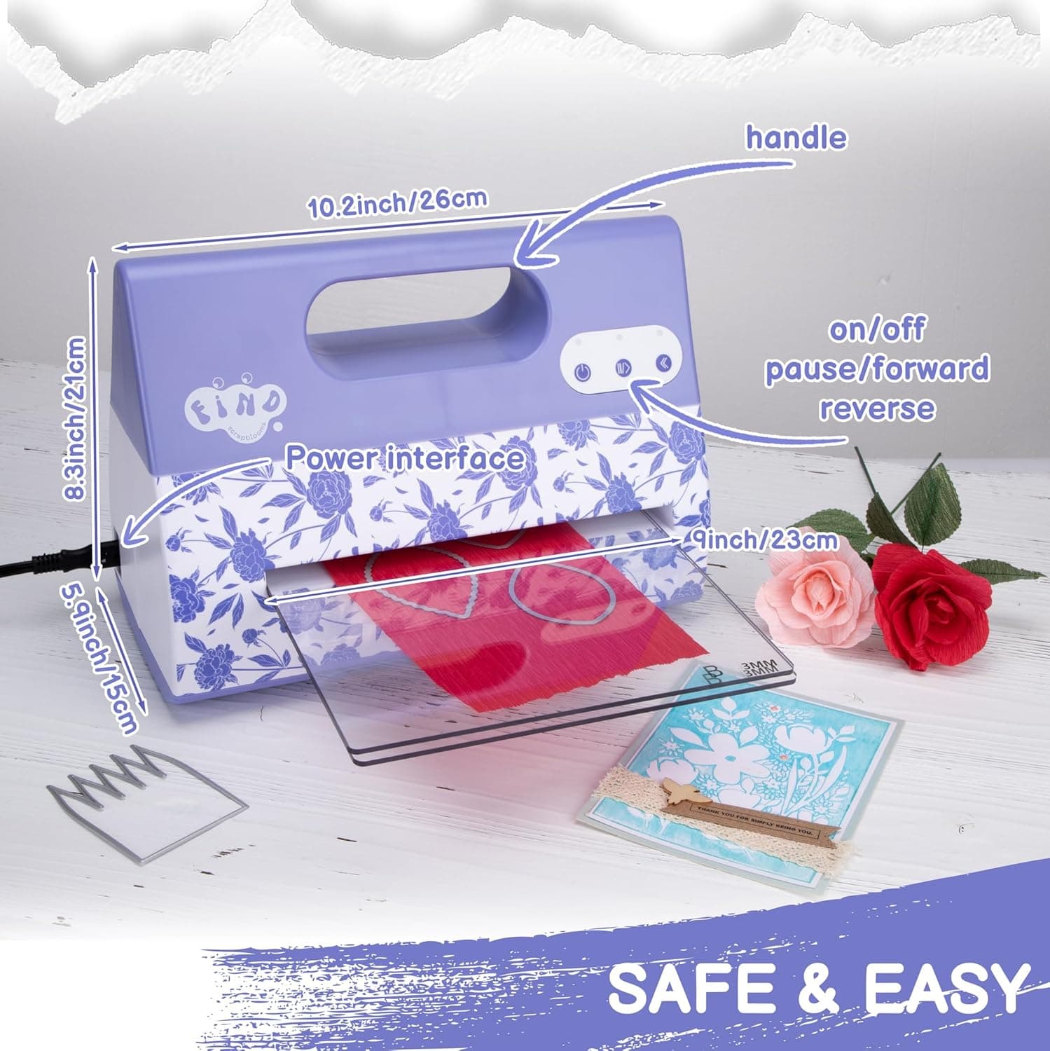 Portable Automatic A4 Die Cutting Machine,Electric 9 inch Embossing Machine kit for CardMaking, Crepe Paper Flower Making - Image 4