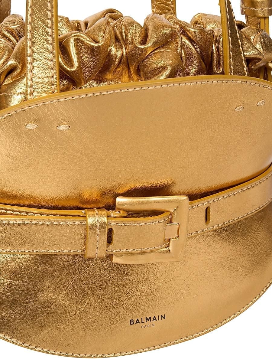 Balmain Mini Shuffle Metallic Leather Top Handle Bag - Image 5