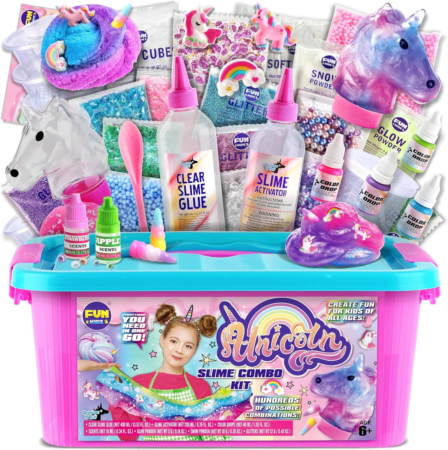 Fluffy Unicorn Slime Kit for Girls, FunKidz Cloud Slime Gift for Ages 6+ Kids Fun Slime Making Kit Awesome Craft Toy Birthday Present Ideas