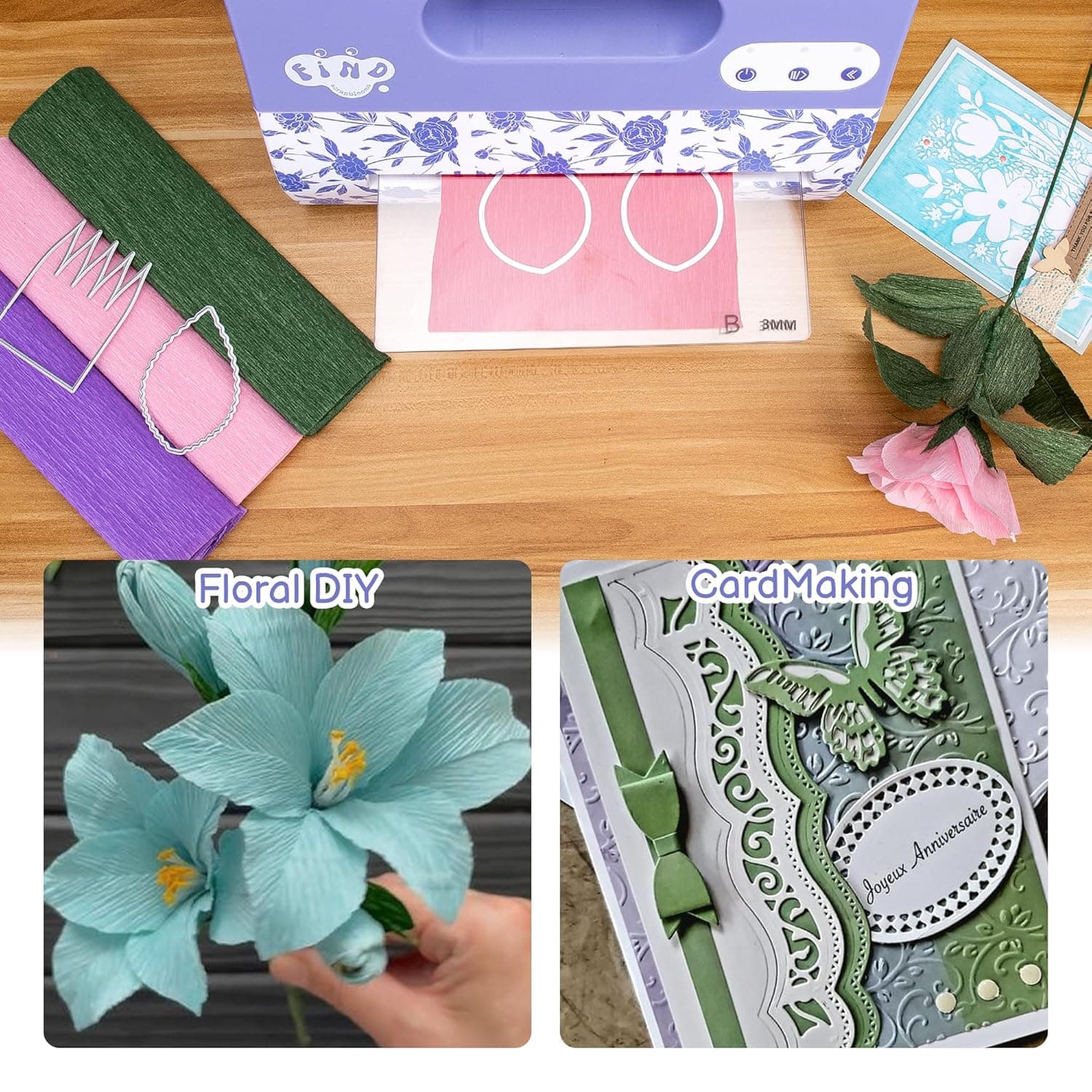 Portable Automatic A4 Die Cutting Machine,Electric 9 inch Embossing Machine kit for CardMaking, Crepe Paper Flower Making - Image 6