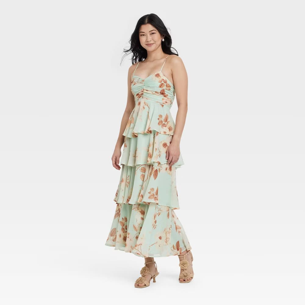 Women's Tiered Ruffle Maxi A-Line Dress - A New Day